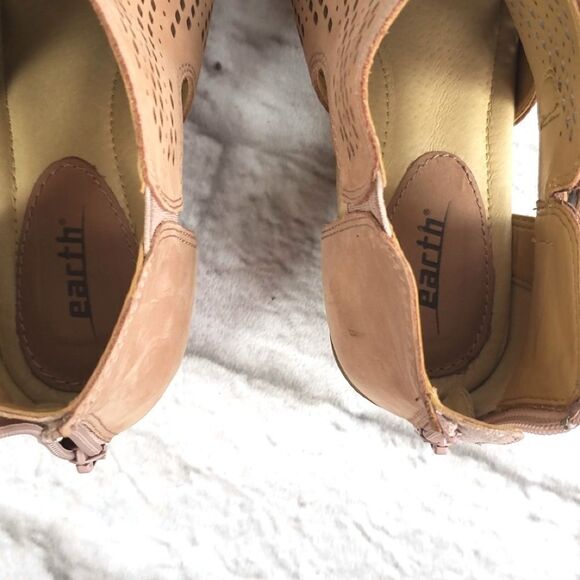 Earth Nubuck Perforated Peeptoe Booties - Picture 8 of 8